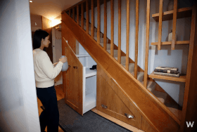 oak under stairs storage Animation